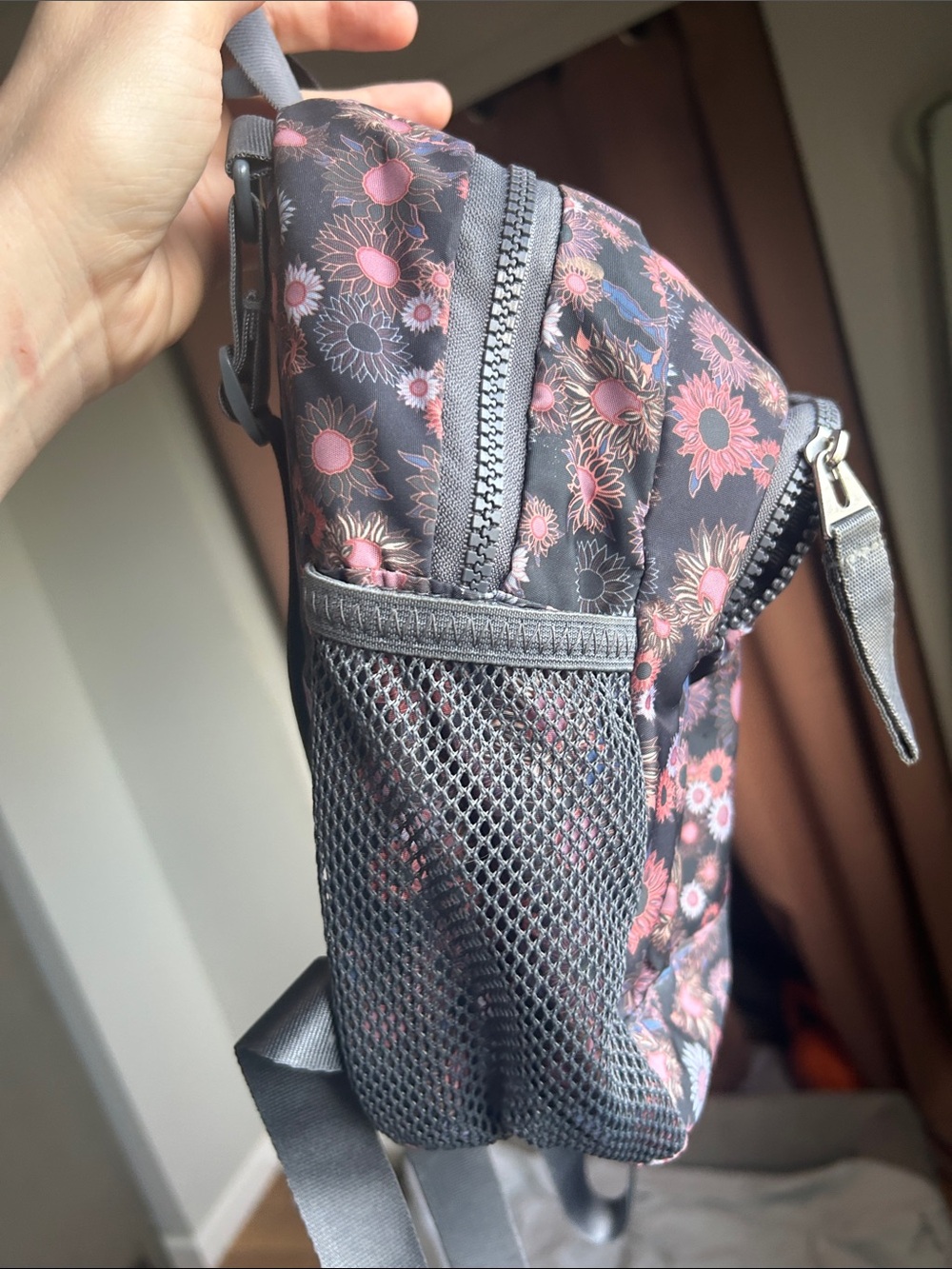 adidas Black Backpack with Pink Floral Print - Picture 3 of 8